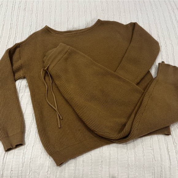 Super cozy Knit sweater set:  loungewear two piece set - camel colour - Picture 1 of 4